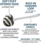 Glass Sponge Dish Brush with Handle – 11.5" Puff Head Kitchen Cleaning Brush - Image 4
