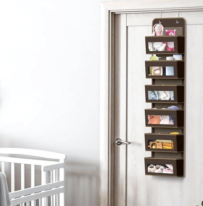 Simple Houseware 6 Clear Window Pocket Over Closet Door Storage Hanging - Image 6
