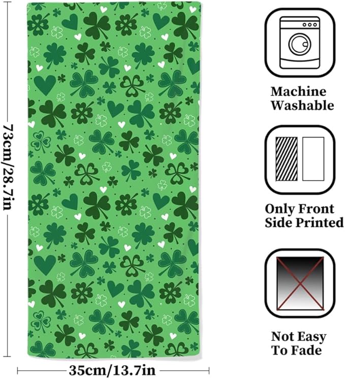 St Patricks Day Hand Towels for Bathroom, 2 Packs Lucky Clovers Fingertip - Image 2