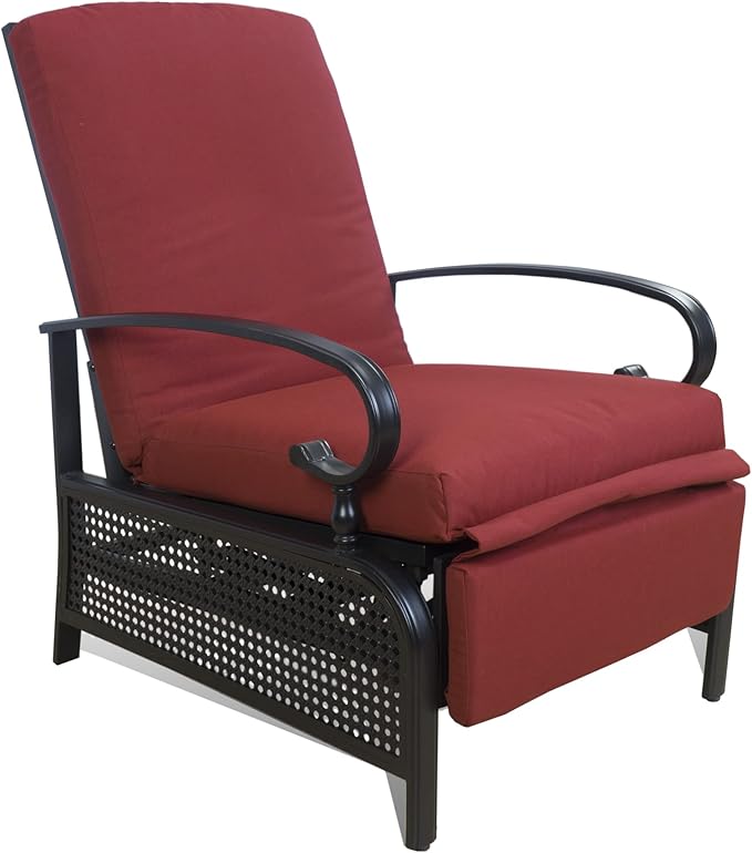 Kozyard Adjustable Outdoor Reclining Lounge Chair, Cushioned Patio Chaise Lounge with Extendable Metal Frame for Sunbathing, Reading & Relaxing – Comfortable Outdoor Recliner(Burgundy) - Image 8