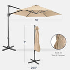 Best Choice Products 10ft Offset Cantilever Hanging Market Patio Umbrella, Smooth 360° Rotation, 8 Sturdy Ribs, Easy Adjustment - Sand - Image 2