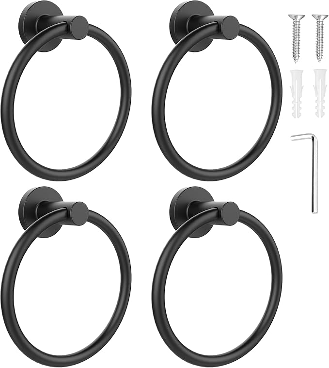 SetSail Towel Holder for Bathroom Wall Matte Black Towel Ring Stainless Steel by SetSail