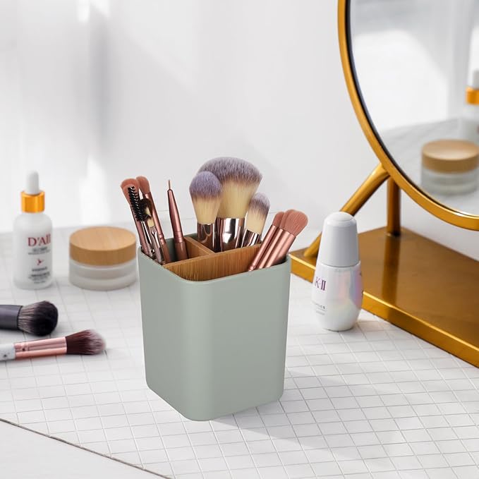 Bamboo Toothbrush Holder for Bathrooms, 3 Slots Kids Toothbrush and Toothpaste - Image 3