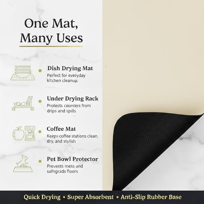 Dish Drying Mat Super Absorbent – 16" x 18" Coffee Mat - Image 6