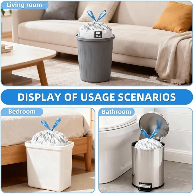 XUXRUS Small Trash Bags 3 Gallon Drawstring, Strong & Durable, Easy-Dispense - Image 7