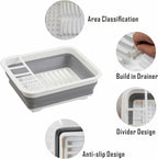 Collapsible Dish Drying Rack, Foldable Dinnerware Drainer Organizer - Image 4