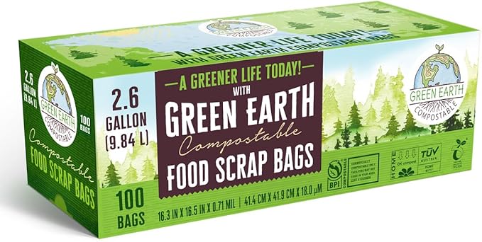 Green Earth Compostable Small Kitchen Food Scrap Trash Bags, Extra Thick 0.71 - Image 3
