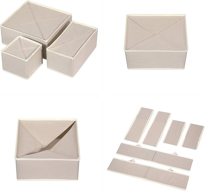 12 Pack Foldable Drawer Organizer Dividers Cloth Storage Box Closet Dresser - Image 3
