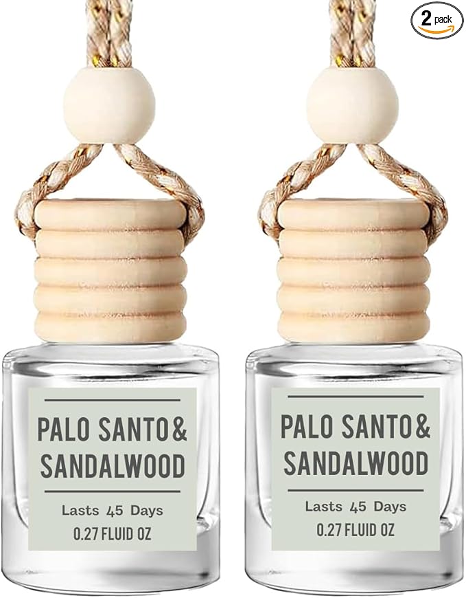 Palo Santo & Sandalwood Hanging Car Air Freshener – Long Lasting Essential Oil by Unknown