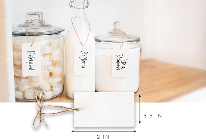 SAVVY & SORTED 12 White Basket Tags 3.5” x 2”, Acrylic Hanging Tags - Image 3