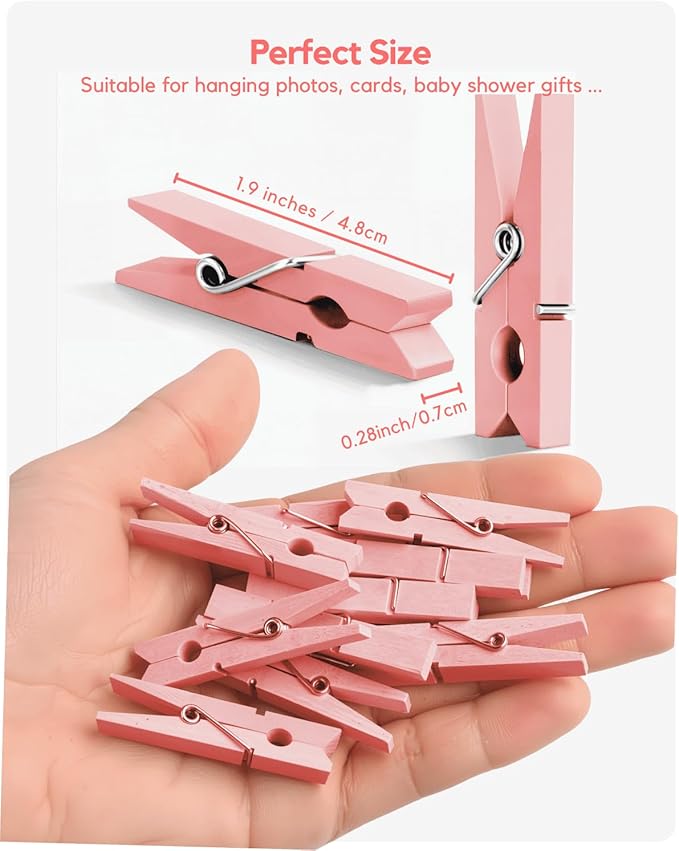Clothes Pins Wooden Pink Colored Clothespins - Image 4