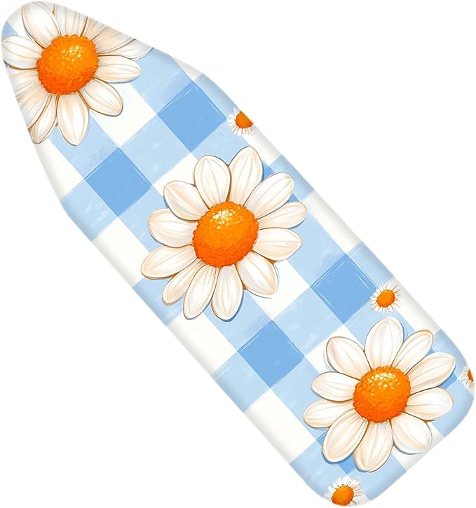 Nuxovilar Blue Gingham with Large Daisies Ironing Board Cover, This Cover Fits by Nuxovilar