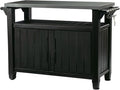 Keter Unity XL Portable Outdoor Table with Stainless Steel Top for Kitchen Prep and Outdoor Storage Cabinet for Grilling Accessories, Dark Grey by Keter