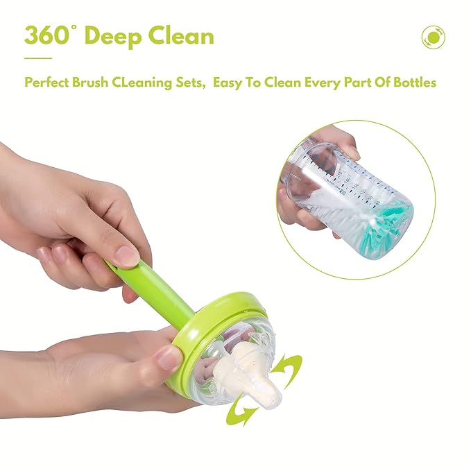 Baby Bottle Brush with One Base Hidden Nylon Nipple Cleaner, Bottle Brush with - Image 4