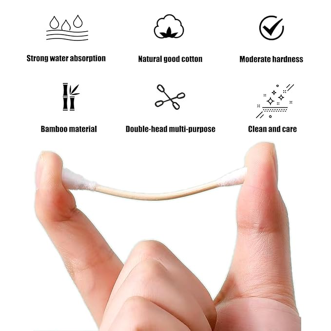 Thick Cotton Swabs, XL Size Natural Bamboo Cotton Buds, Precision & Round Tip - Image 6