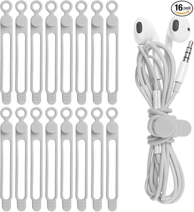 Nearockle 16Pcs Silicone Cable Straps Wire Organizer by ELECTRONICSORGANIZATION