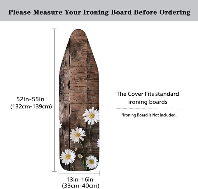 Brown Wood Ironing Board Cover 15x54 Inch Ironing Board Protector Daisy - Image 5