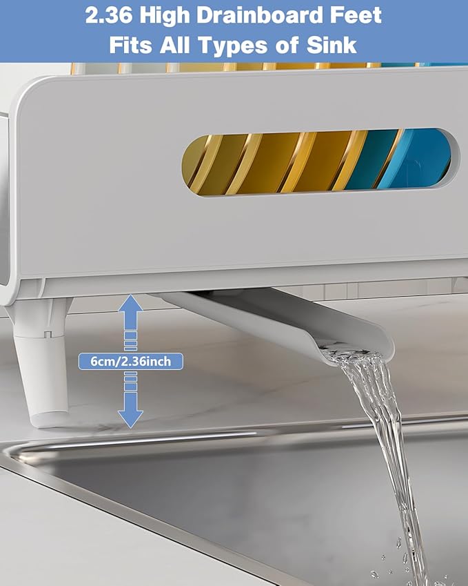 Dish Drying Rack, Thicker Premium Aluminum Frame and 304 Stainless Steel Plate - Image 4