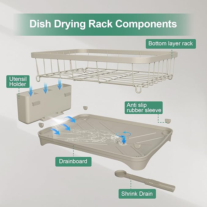 Kitchen Dish Drying Rack – Large Capacity Single Tier Dish Drainer - Image 7