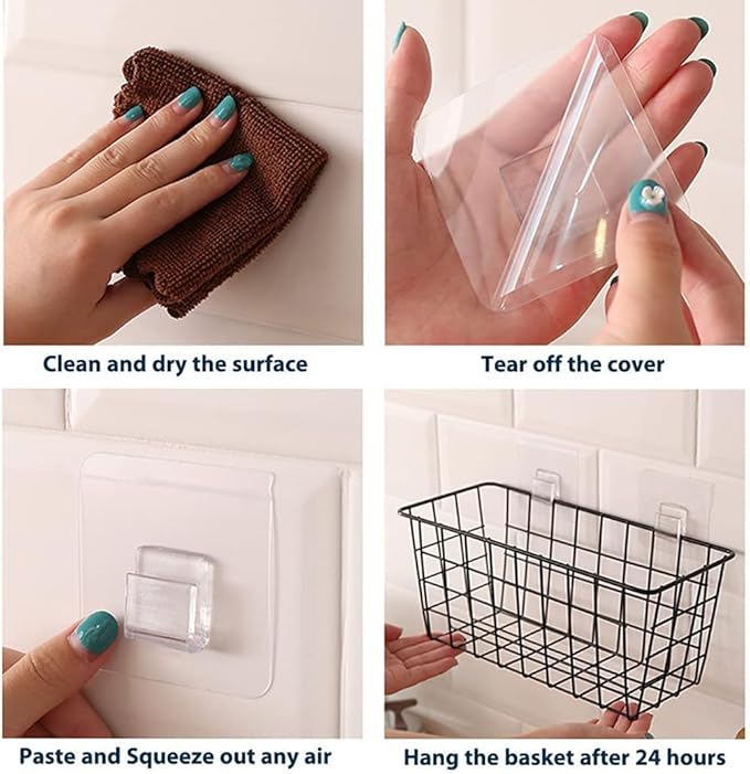 2 Set Adhesive Hanging Wall Basket Inside Cabinet Door Organizer, Wall Storage - Image 10