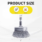 4 Pcs Wire Cup Brush Set for Drill, 1/4 Inch Hex Shank, 0.010 Inch Coarse - Image 2
