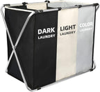 Laundry Cloth Hamper Sorter Basket Bin Foldable 3 Sections by Unknown