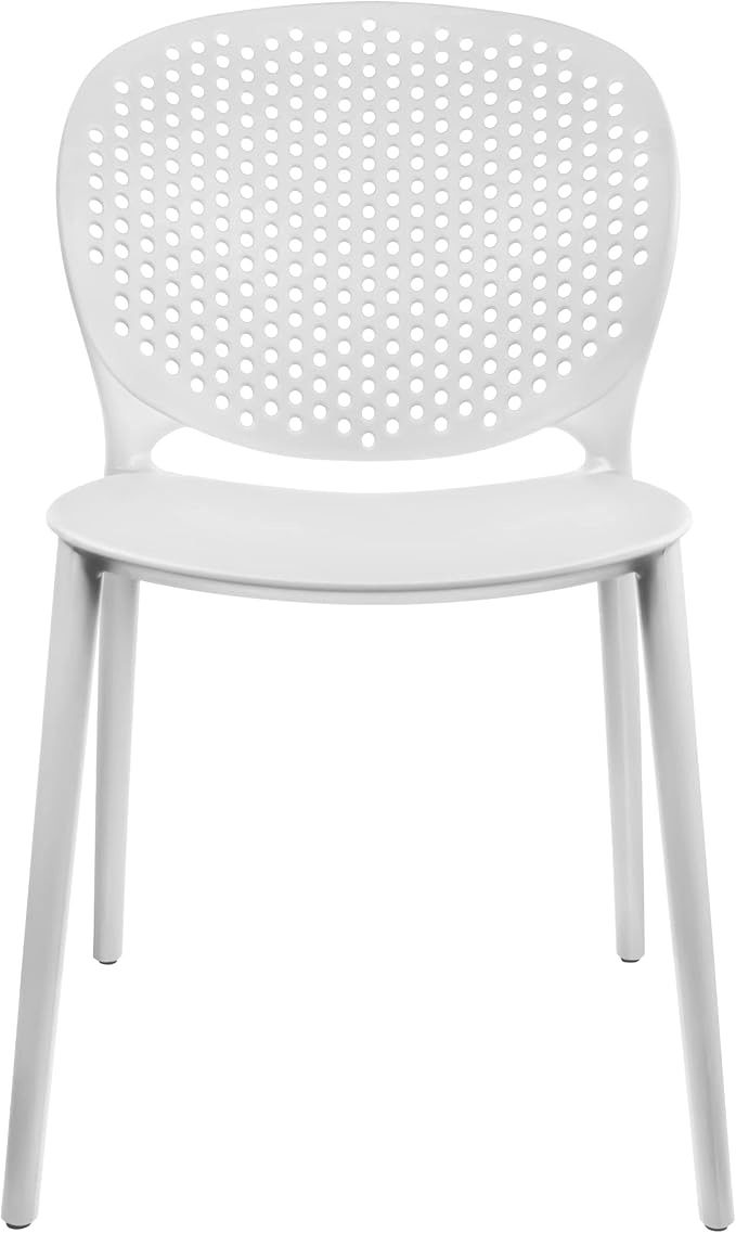 2xhome Set of 4 Patio Dining Chairs | Modern Stackable Outdoor Pool Side Chair | Weather Resistant Plastic for Yard, Porch, Balcony, Kitchen, White - Image 7