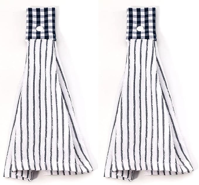 2 Pcs Kitchen Cotton Classical Striped Towel/Absorbent Towel/Hanging by Vimeet