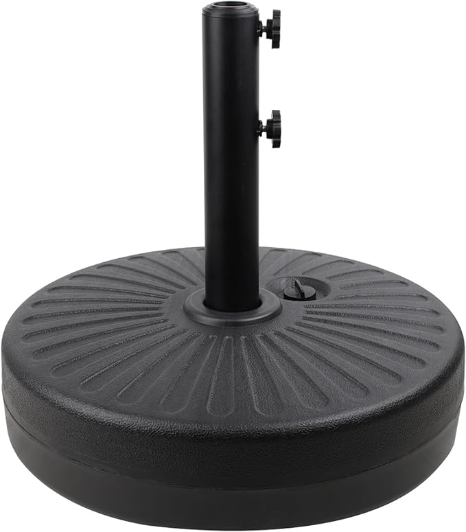 50LBS Round Umbrella Base Water Filled with Steel Umbrella Holder, Heavy Duty Fillable Umbrella Base Stand for Outdoor, Patio, Lawn, Garden (Black) (Stripes) by Roixeeds