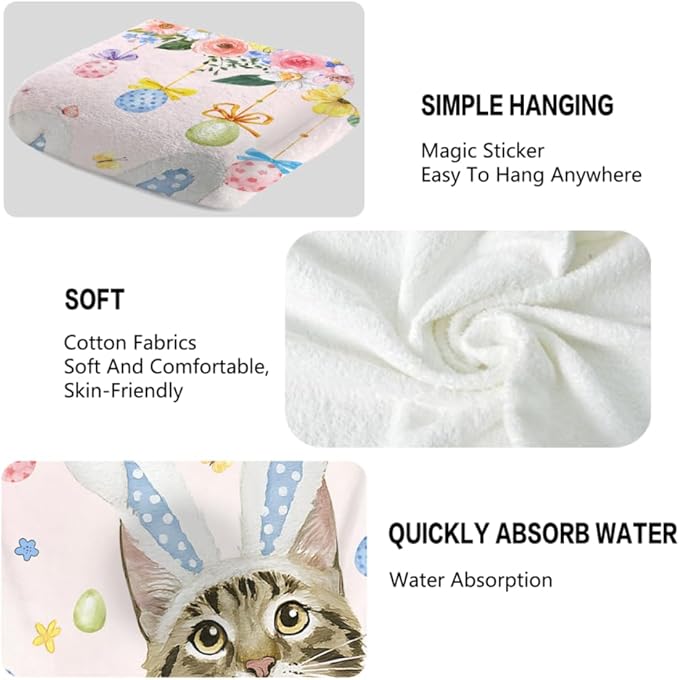 Easter Hand Towels, 28.7X 13.7 Inch Floral Spring Towels Soft Decorative Easter - Image 3