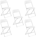 VINGLI 5 Pack White Plastic Folding Chair, Indoor Outdoor Portable Stackable Commercial Seat with Steel Frame 350lb. Capacity for Events Office Wedding Party Picnic Kitchen Dining by VINGLI