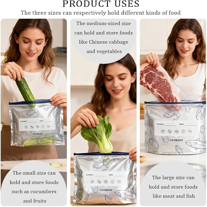 Resealable Aluminum Foil Storage Bags 30PCS, 3 Sizes Thick Stand-Up Pouches - Image 4
