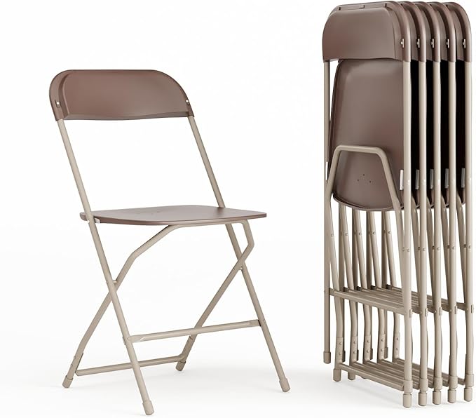 Flash Furniture Hercules Series Plastic Folding Chair - Brown - 6 Pack 650LB Weight Capacity Comfortable Event Chair-Lightweight Folding Chair by FlashFurniture