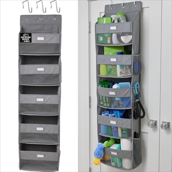 GORILLA GRIP Over The Door Organizer Storage, 5 Deep Hanging Shelves, Holds by GorillaGrip