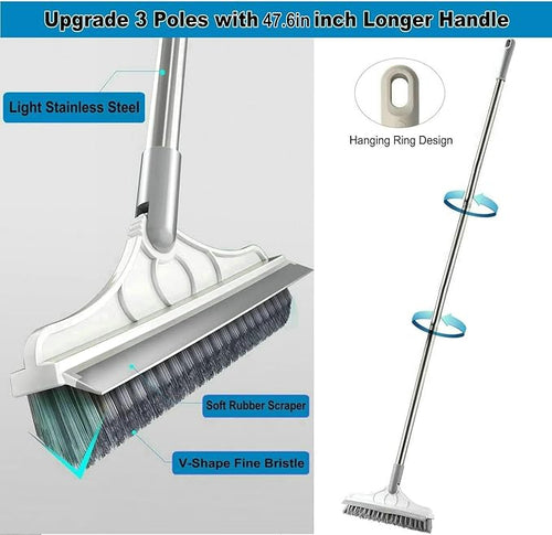 2 in 1 Cleaning Scrub Brush Grout Brush Scrapee 3 Poles 47.6'' Floor Scrub Brush - Image 2