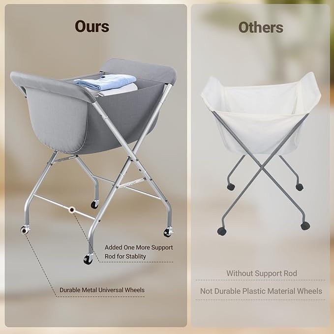 ELYKEN Laundry Cart with Wheels, 33”H Easy Rolling Laundry Hamper with - Image 3