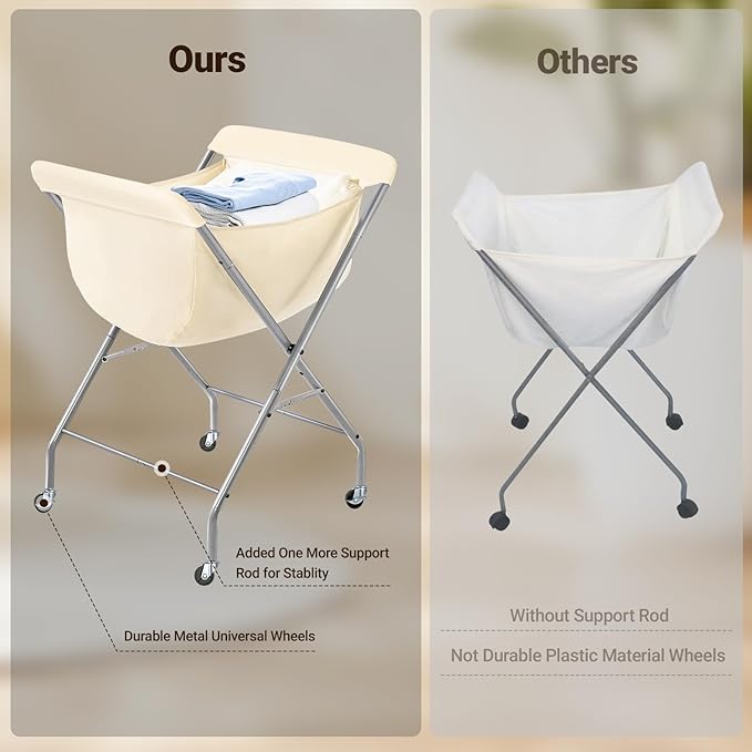 ELYKEN Laundry Cart with Wheels, 33”H Easy Rolling Laundry Hamper with - Image 2