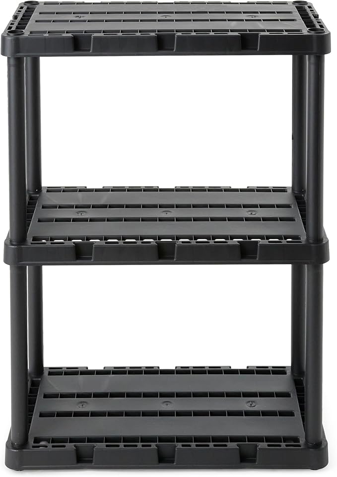 Gracious Living 3 Shelf Knect-A-Shelf Solid Light Duty Storage Unit 12 x 24 x 33" Organizer for Home, Garage, Basement & Laundry, Black - Image 8