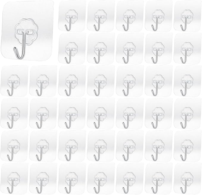 Heavy Duty Adhesive Hooks 33 lb 15KG, Waterproof and Oilproof Reusable Seamless by SZYIKUER