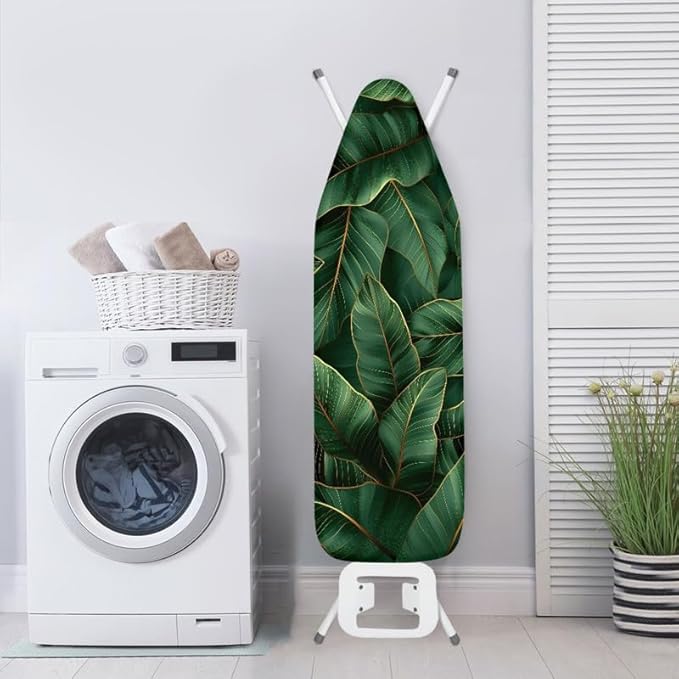 Green Banana Leaves Steam Ironing Board Cover Tropical Plant Leaves Stain - Image 3