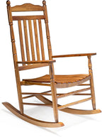 VINGLI Wooden Rocking Chair, Outdoor Chair with 450 lbs Support, Relaxing Rocker with Solid Wood High Back Seat Reclining Seat for Deck, Garden, Backyard, Porch, Indoor or Outdoor Use (Teak, 1PC) by VINGLI