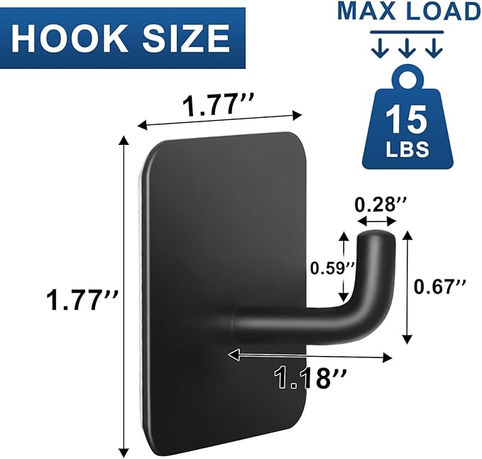 Adhesive Hooks for Bathrooms, 4 Piece Towel Hooks for Hanging Hat Robe Coat - Image 3