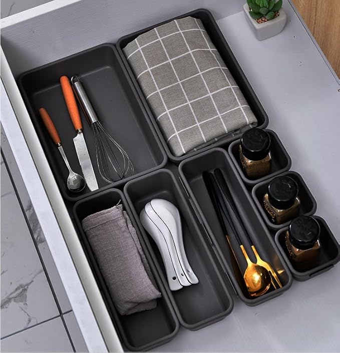 8PCS Plastic Interlocking Drawer Organizer, 3 Sizes Versatile Desk Drawer - Image 5