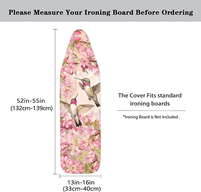 Plum Blossom Ironing Board Cover 15x54 Inch, Hummingbird Iron Board Cover - Image 5