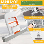 2 Pcs Mini Mop for Small Spaces, Foldable Self-Squeeze Wet and Dry Sponge Mop - Image 3
