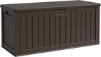Flamaker Resin Deck Box 250 Gallon, Waterproof Imitation-Wood Lockable Storage Box with Separator Plate Outdoor Indoor, Garden, Patio Furniture for Tools&Pool Accessories (Deep Brown) by Flamaker