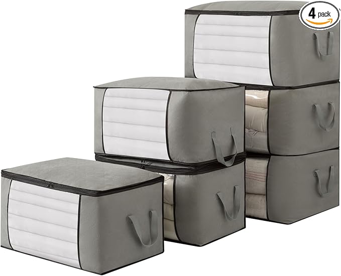 Large Storage Bags, Clothes Storage Bins Foldable Closet Organizers Storage by Fasolara