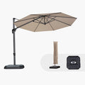 PURPLE LEAF 10 Feet Patio Umbrella with Base and Cover Round Outdoor Cantilever Umbrella Aluminum Offset Umbrella with 360-degree Rotation for Garden Deck Pool Patio Beige by PURPLELEAF