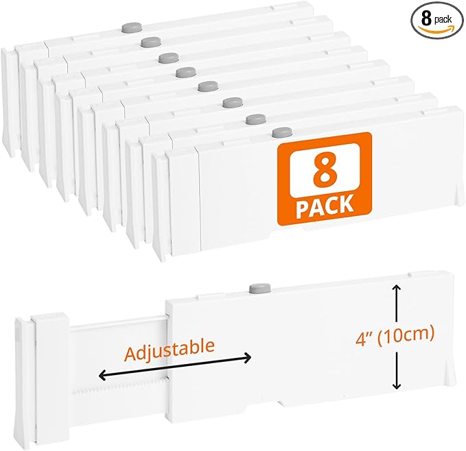 8 Pack 4" High Drawer Dividers, Dresser Drawer Organizer, Warm White Drawer by Unknown