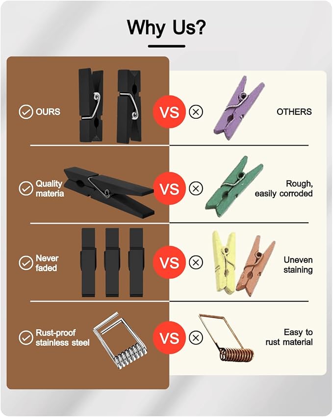 Mini Clothes Pins Wooden Colored Black Small Clothespins - Image 2